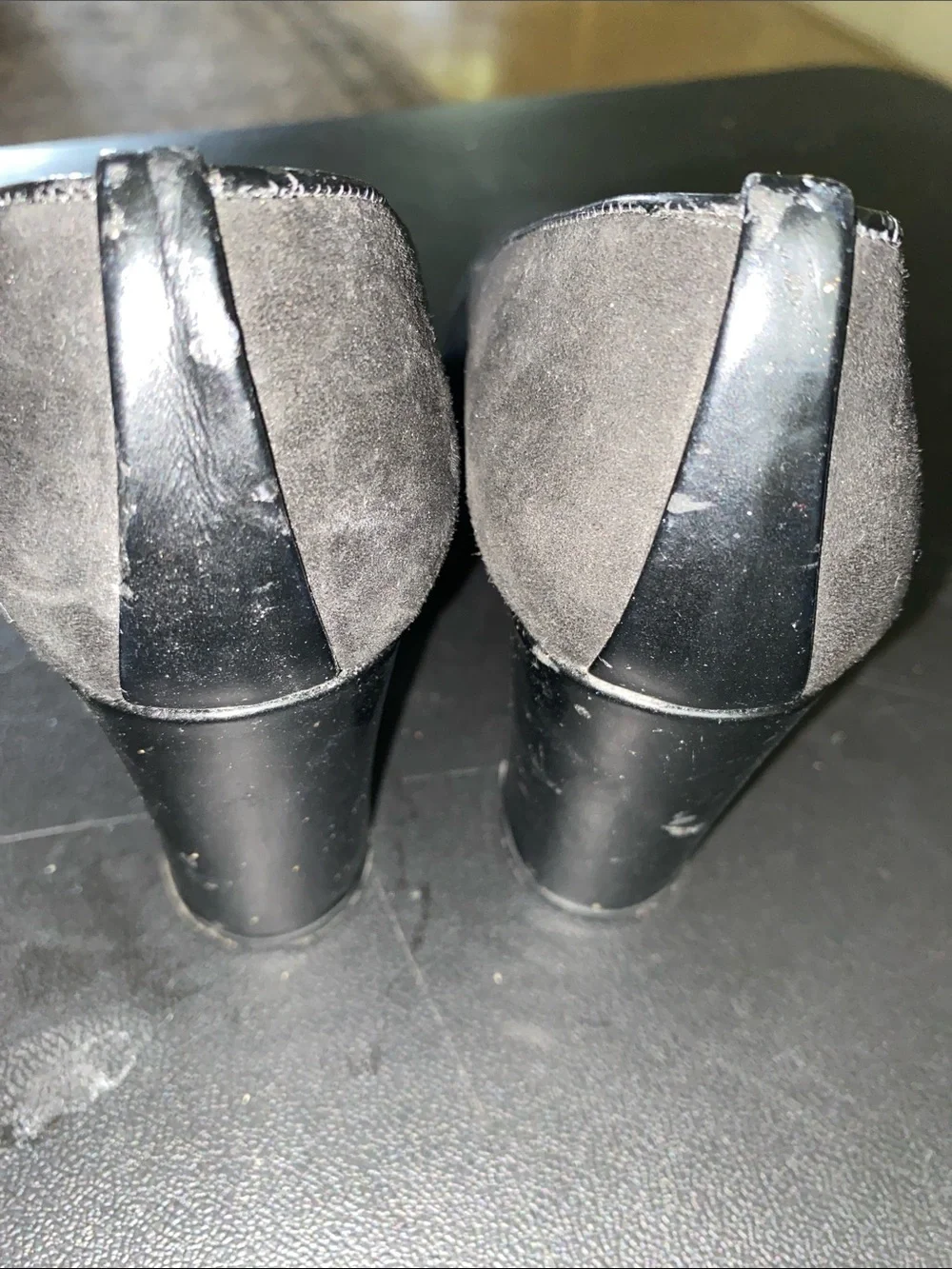 Stuart Weitzman • Black • Suede • Block Heel • Round Toe Pumps • Size 5.5 B